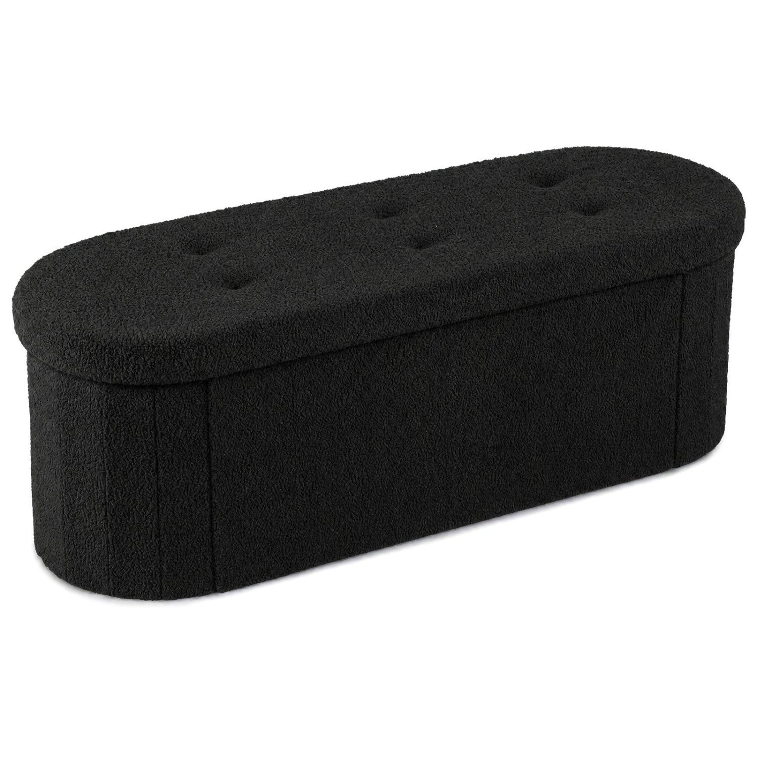 43-inch folding storage ottoman bench with dividers in black teddy fleece DirectDeals on Tampa Home & Garden Store