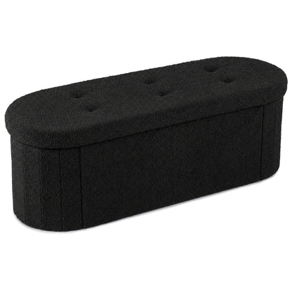 43-inch folding storage ottoman bench with dividers in black teddy fleece DirectDeals on Tampa Home & Garden Store