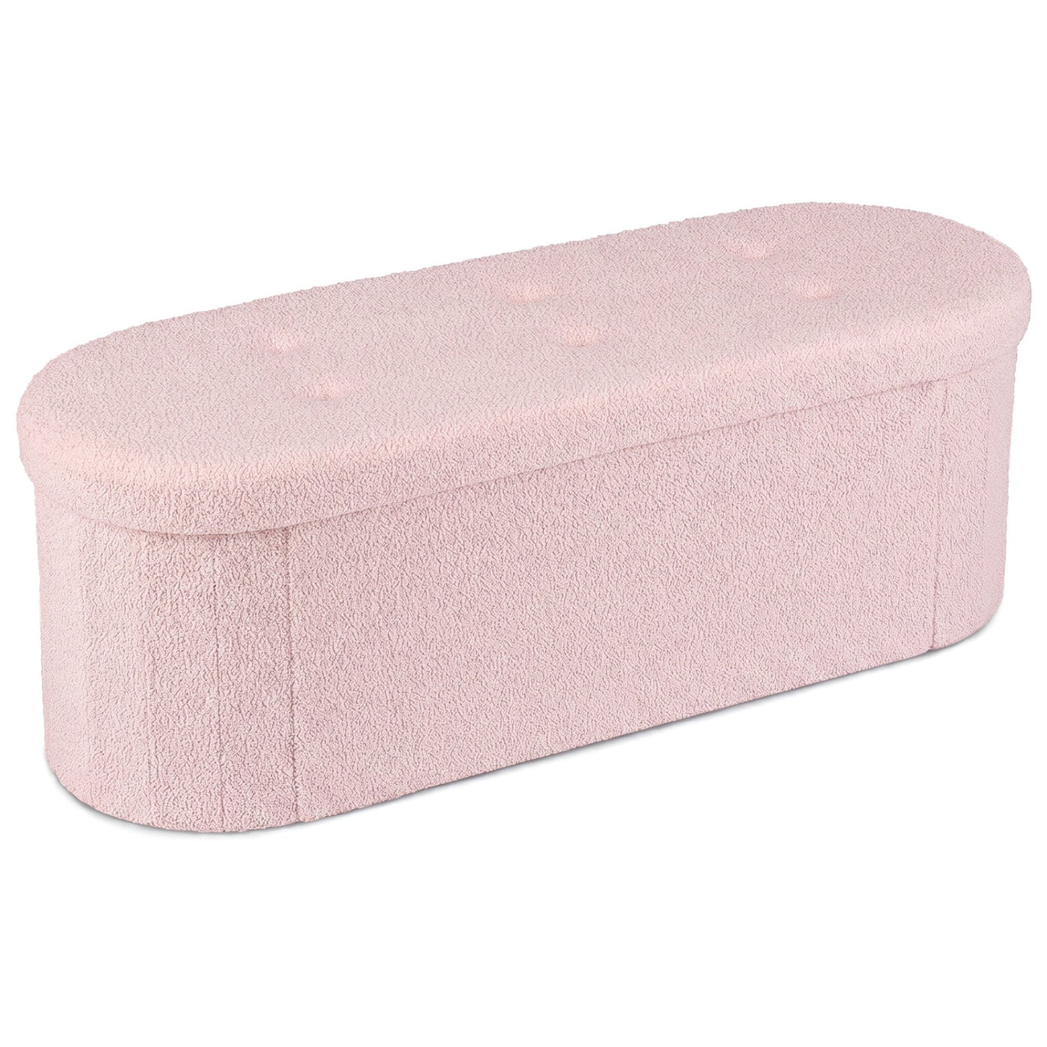 DirectDeals 43-inch folding storage ottoman bench with dividers in pink teddy fleece on Tampa Home & Garden Store