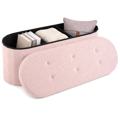 43in folding storage ottoman bench with dividers in pink teddy fleece by DirectDeals on Tampa Home & Garden Store