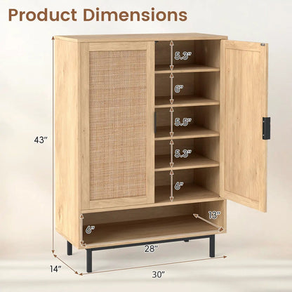Six-Tier Tall Shoe Cabinet With Double Doors