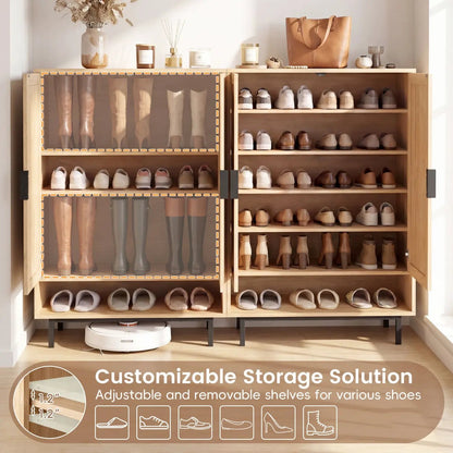 Six-Tier Tall Shoe Cabinet With Double Doors
