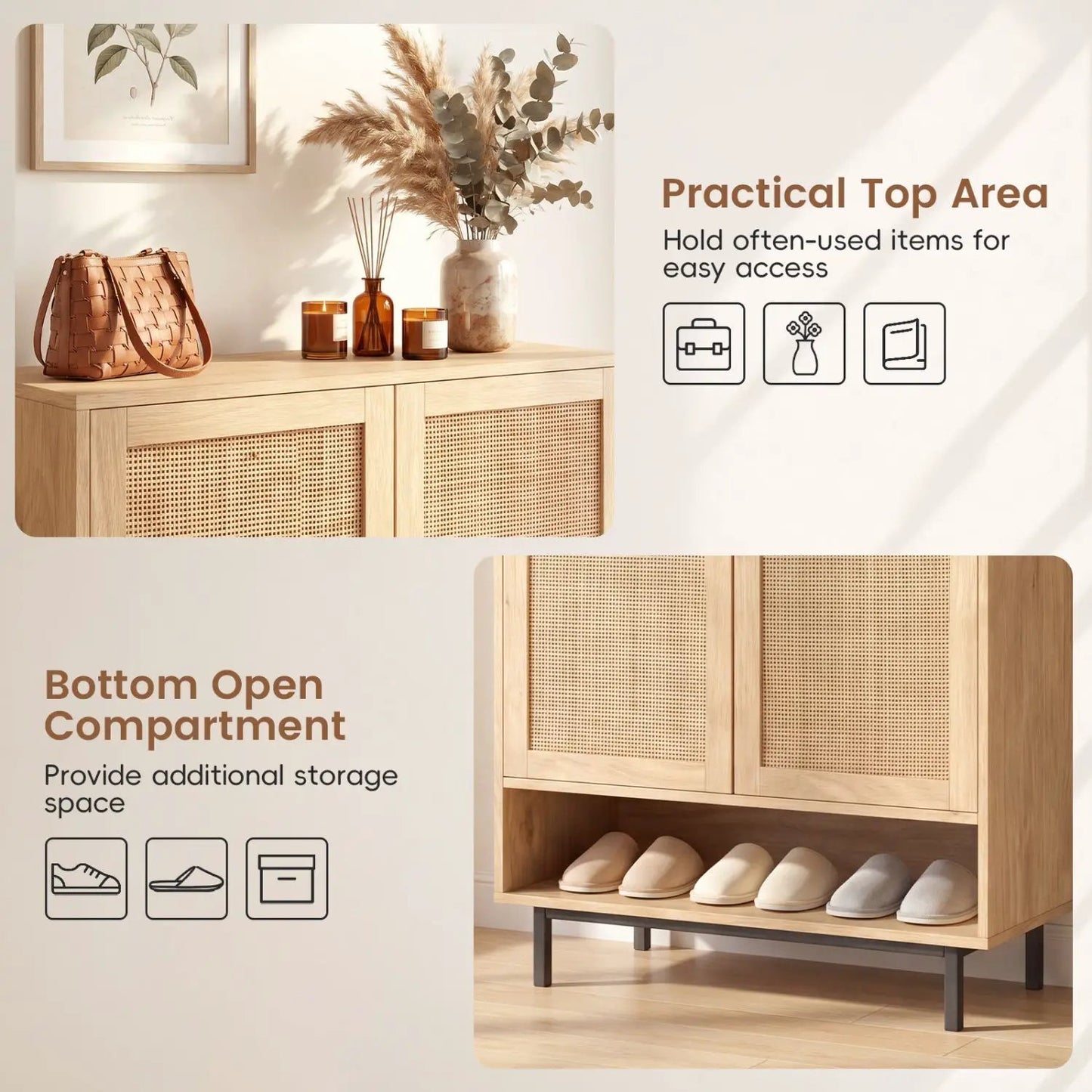 Six-Tier Tall Shoe Cabinet With Double Doors