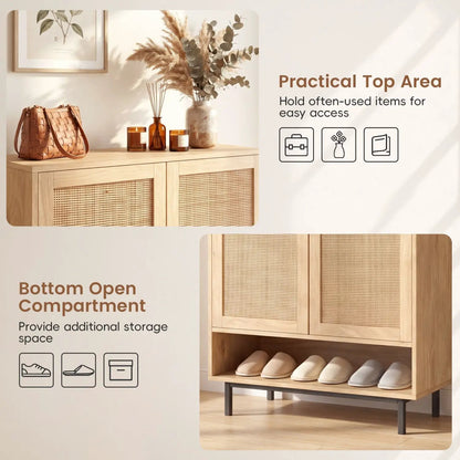 Six-Tier Tall Shoe Cabinet With Double Doors