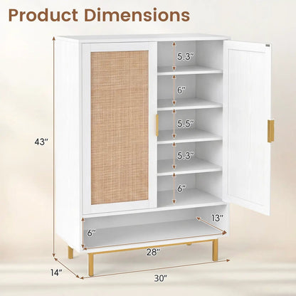 Six-Tier Tall Shoe Cabinet With Double Doors