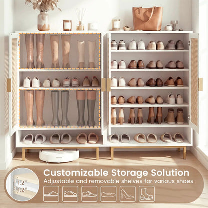 Six-Tier Tall Shoe Cabinet With Double Doors