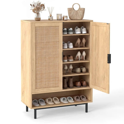 Six-Tier Tall Shoe Cabinet With Double Doors