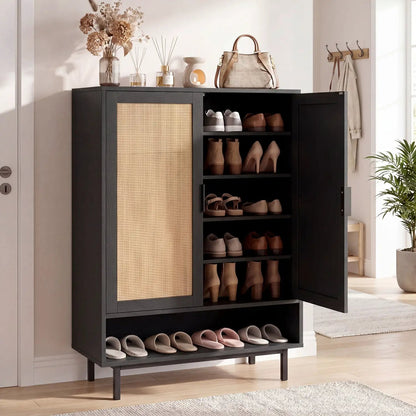 Six-Tier Tall Shoe Cabinet With Double Doors