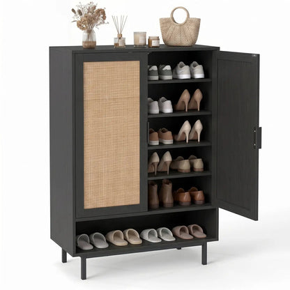 Six-Tier Tall Shoe Cabinet With Double Doors
