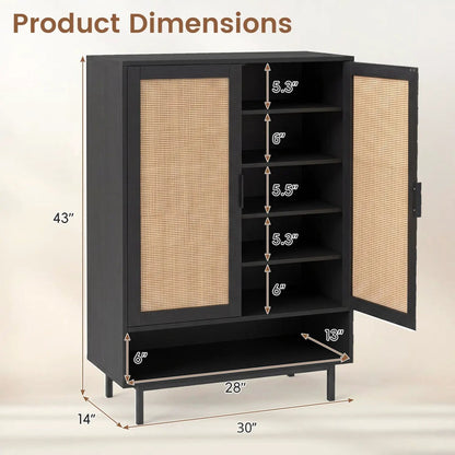 Six-Tier Tall Shoe Cabinet With Double Doors