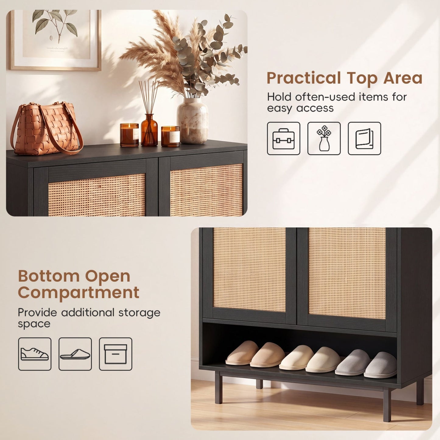Six-Tier Tall Shoe Cabinet With Double Doors