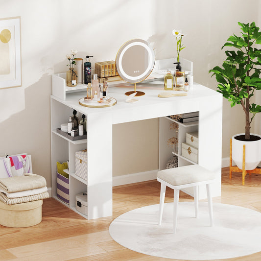 43 Inch Computer Desk with Power Outlets and 2 Bookcases-White - Tampa Home & Garden Store