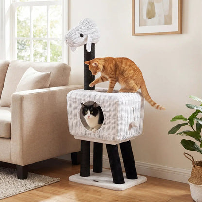 43 Inch Lamb Shaped Cat Tower with 2 Door Condo