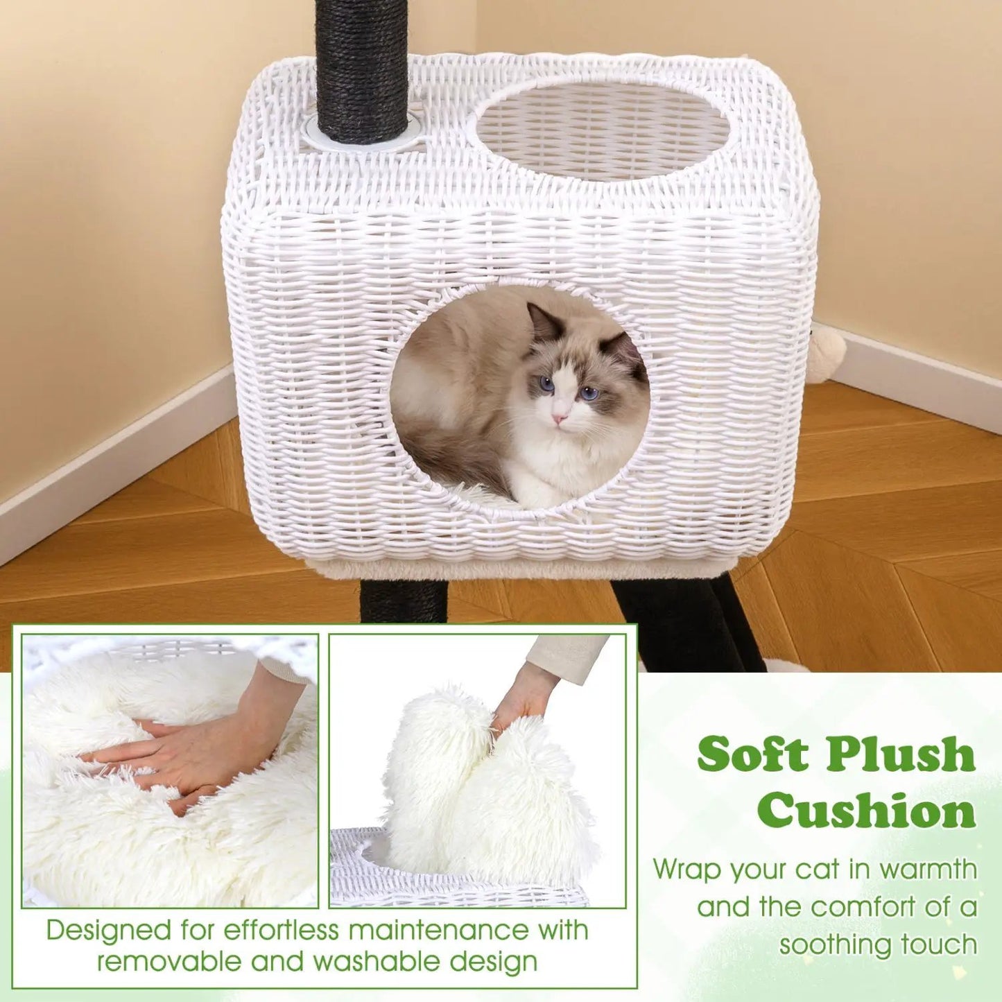 43 Inch Lamb Shaped Cat Tower with 2 Door Condo
