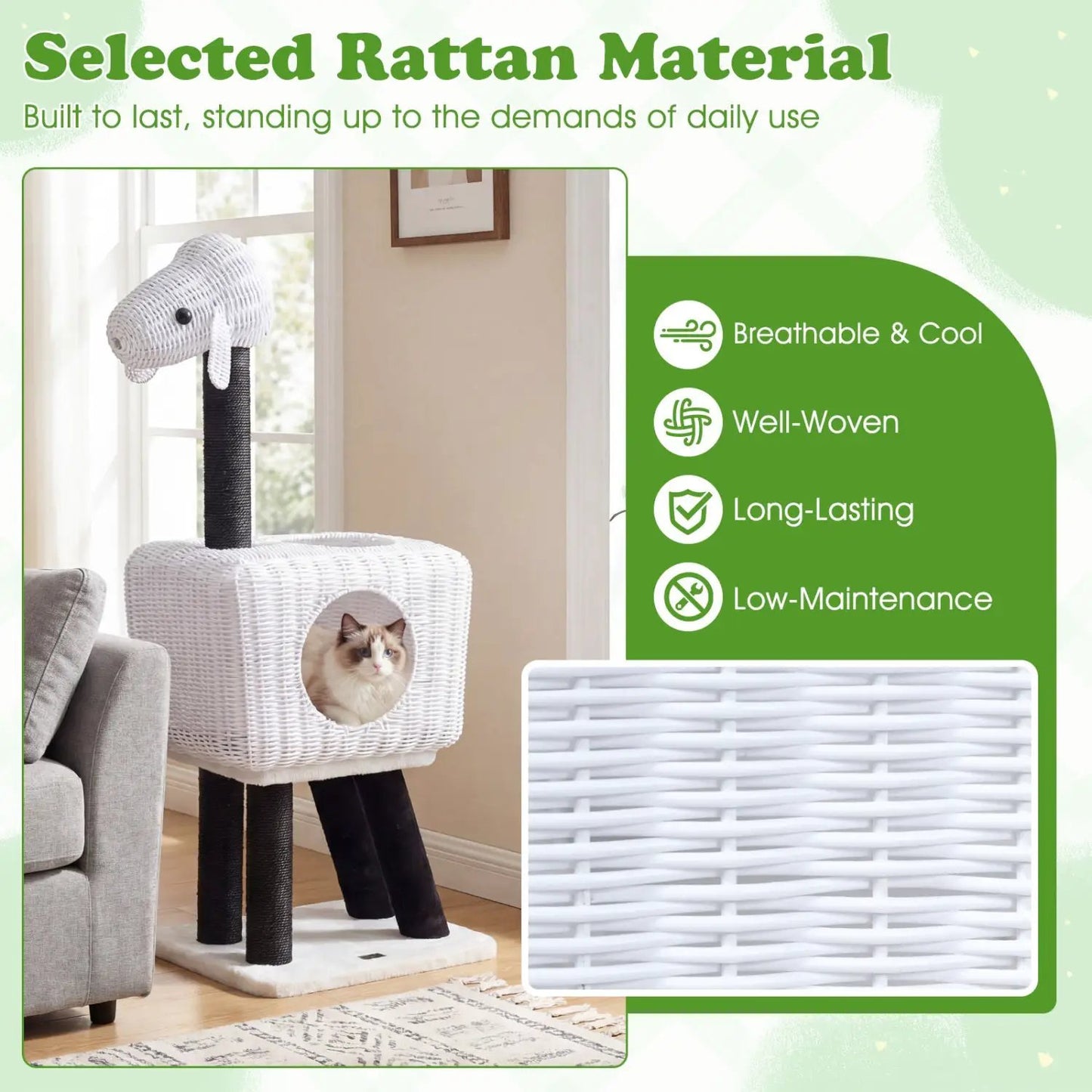 43 Inch Lamb Shaped Cat Tower with 2 Door Condo