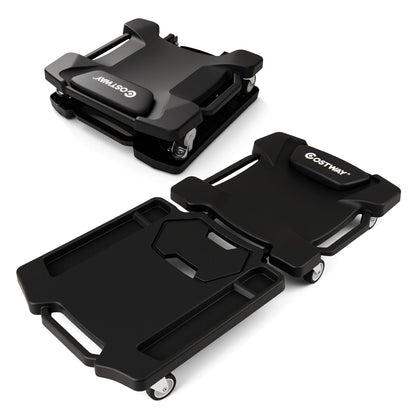 43 Inches Foldable Mechanic Creeper with Padded Headrest and Tool Trays-Black