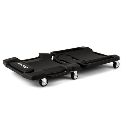 43 Inches Foldable Mechanic Creeper with Padded Headrest and Tool Trays-Black