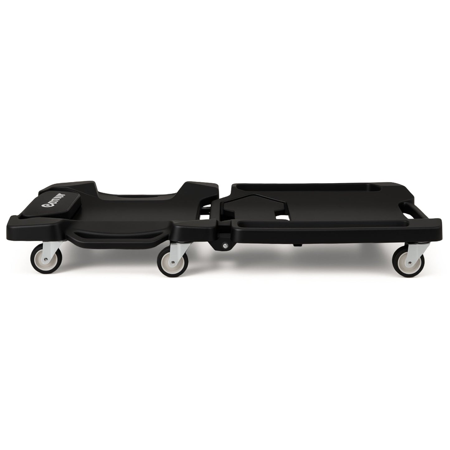 43 Inches Foldable Mechanic Creeper with Padded Headrest and Tool Trays-Black