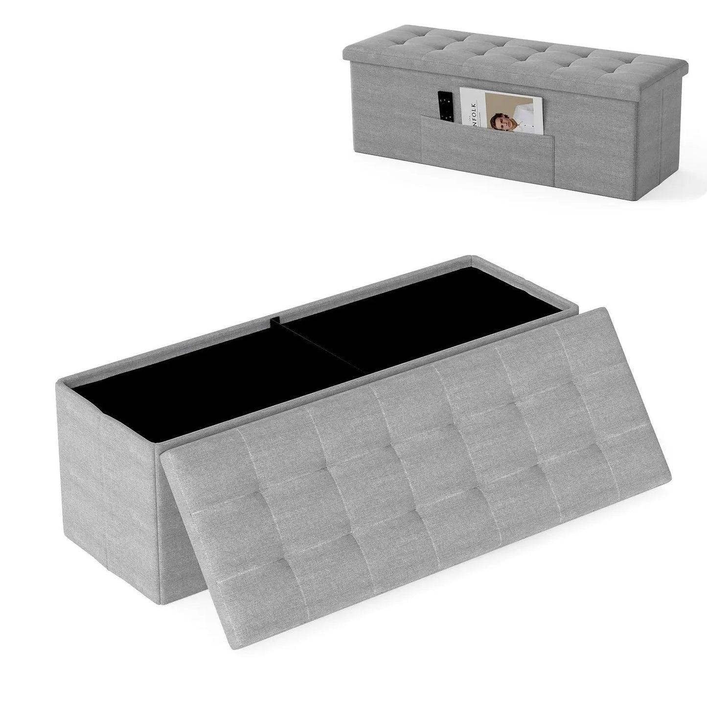 43 Inches Folding Storage Ottoman Bench Seat