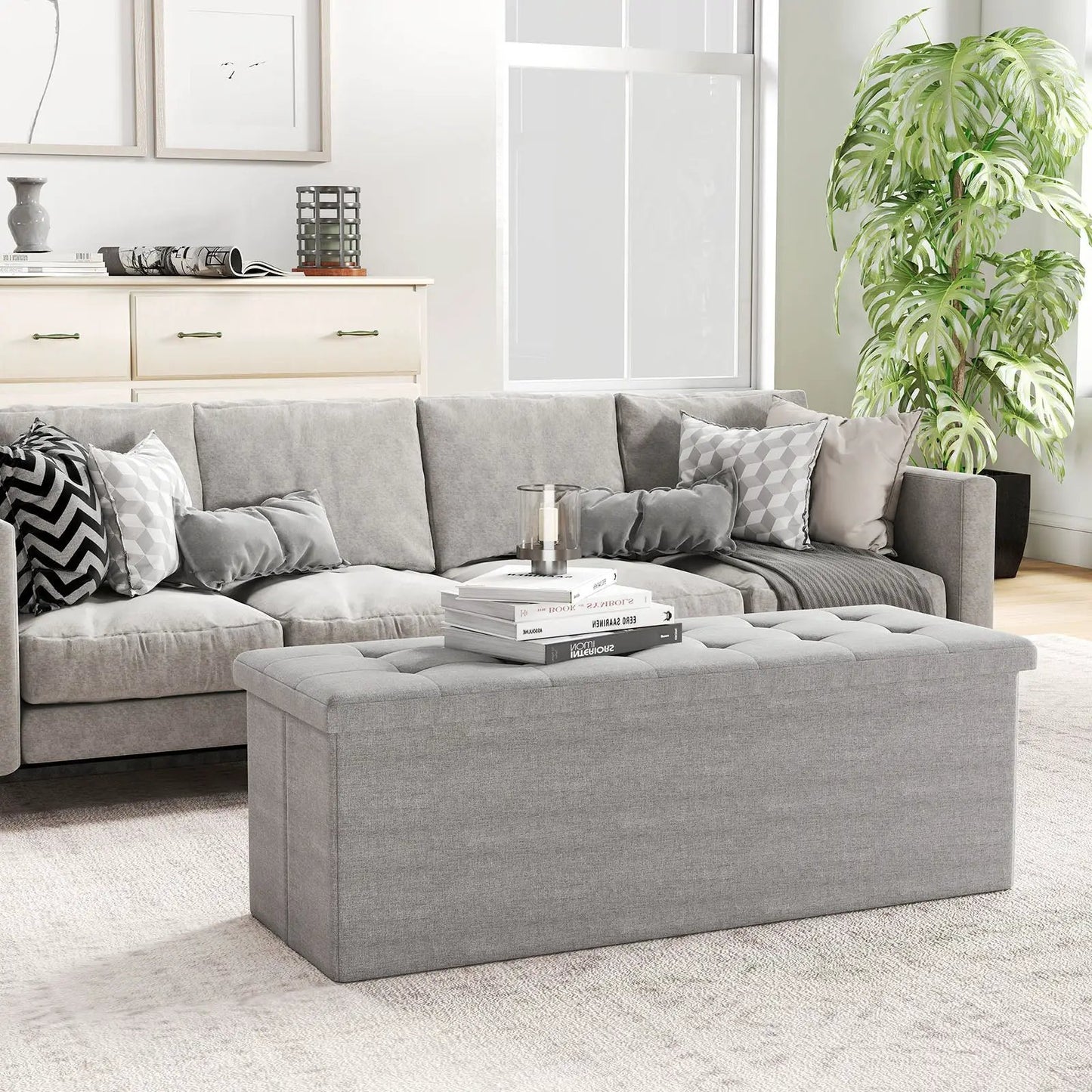 43 Inches Folding Storage Ottoman Bench Seat