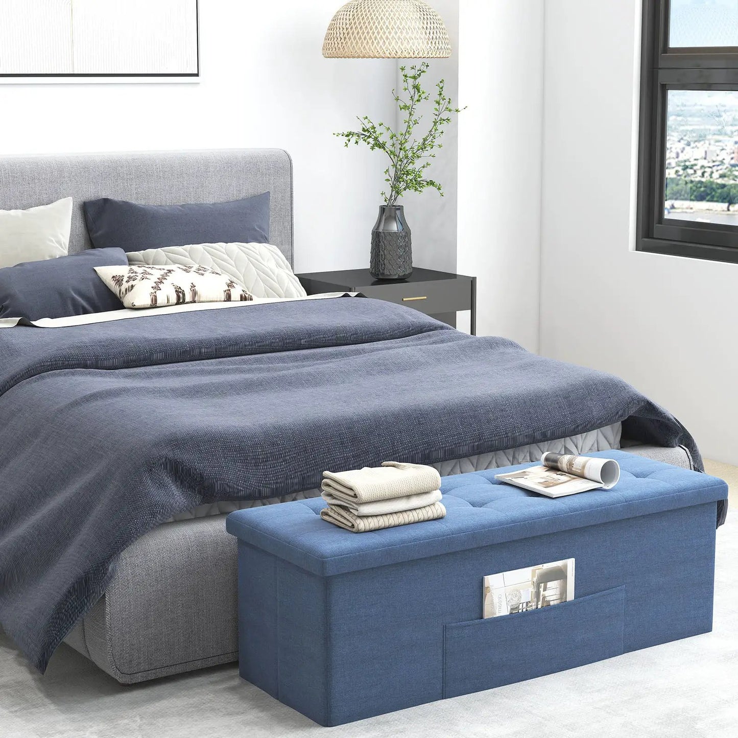 43 Inches Folding Storage Ottoman Bench Seat
