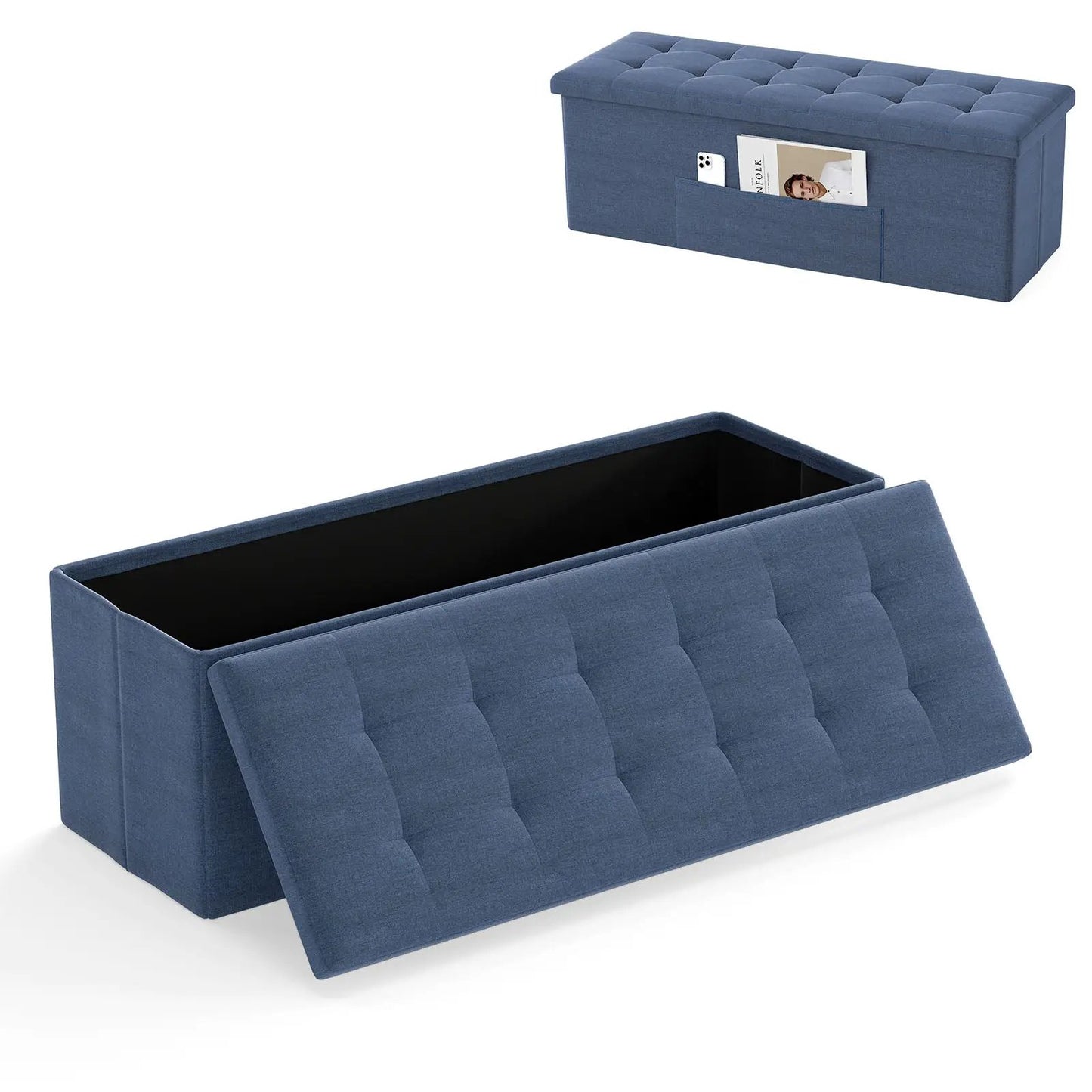 43 Inches Folding Storage Ottoman Bench Seat