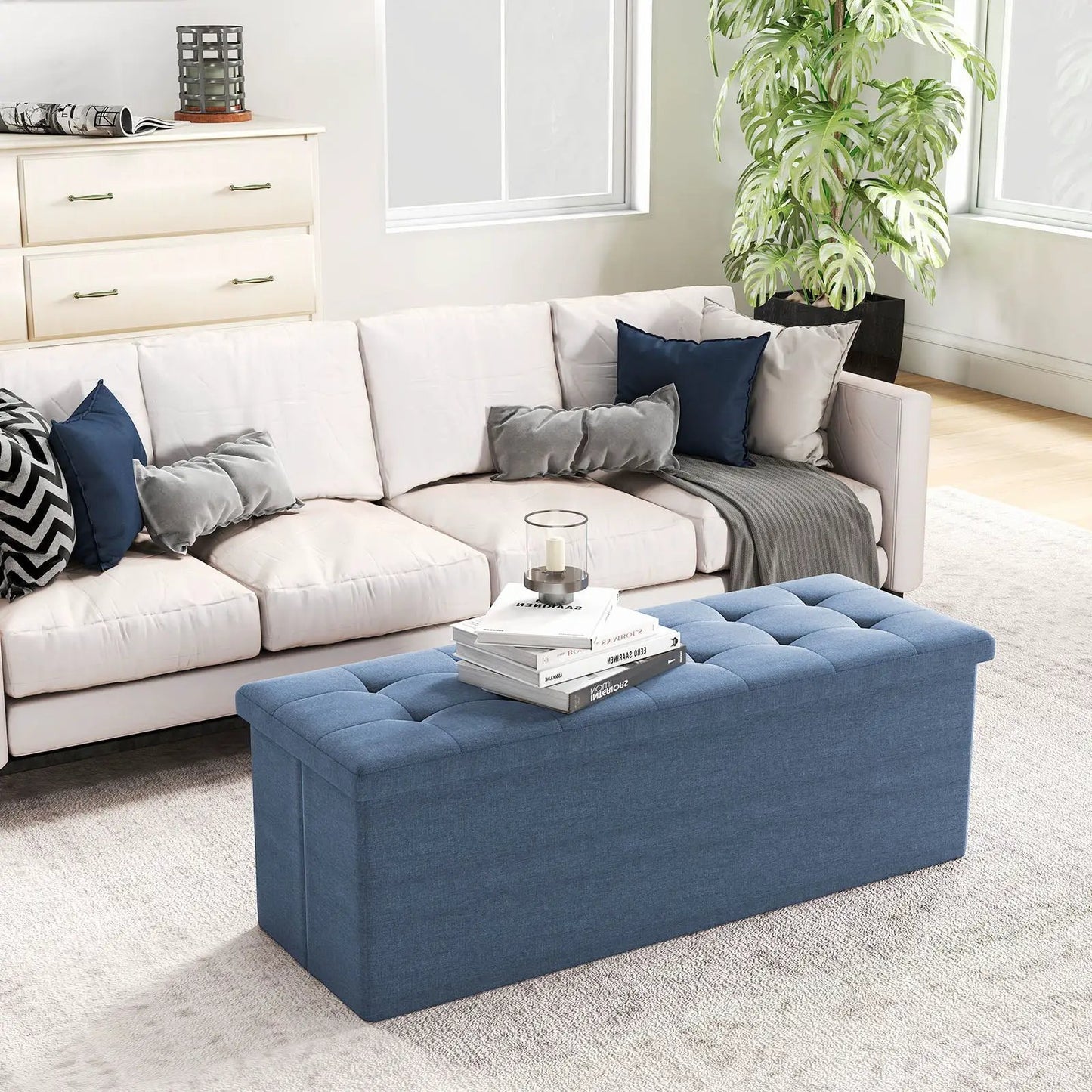 43 Inches Folding Storage Ottoman Bench Seat