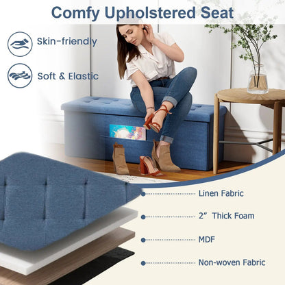 43 Inches Folding Storage Ottoman Bench Seat