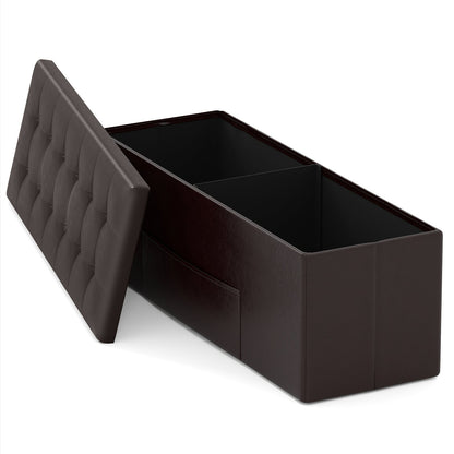 43 Inches Folding Storage Ottoman Bench Foot Rest Stool End of Bed Bench