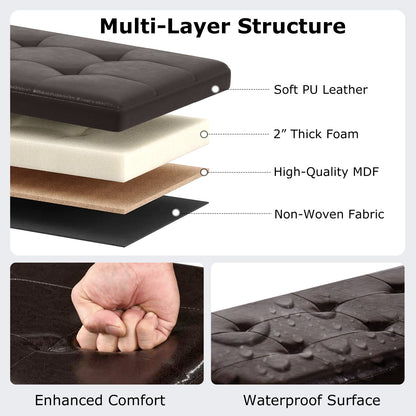 43 Inches Folding Storage Ottoman Bench Foot Rest Stool End of Bed Bench