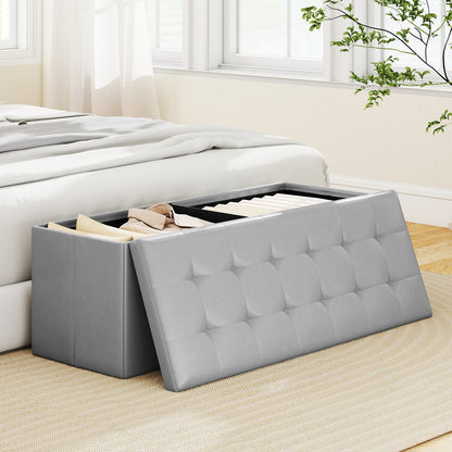 43 Inches Folding Storage Ottoman Bench Foot Rest Stool End of Bed Bench