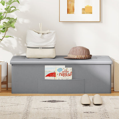 43 Inches Folding Storage Ottoman Bench Foot Rest Stool End of Bed Bench