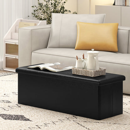 43 Inches Folding Storage Ottoman Bench Foot Rest Stool End of Bed Bench
