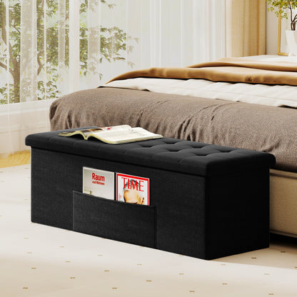 43 Inch Folding Storage Ottoman Bench Padded Seat