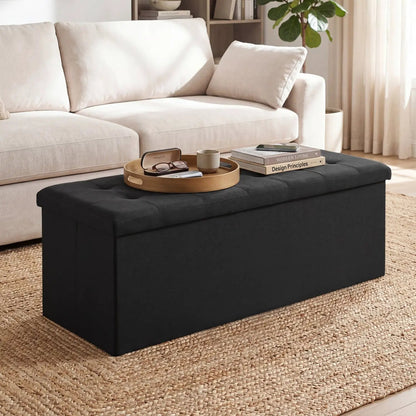 43 Inch Folding Storage Ottoman Bench Padded Seat