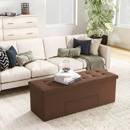 43-Inch Folding Storage Ottoman Bench with Seat