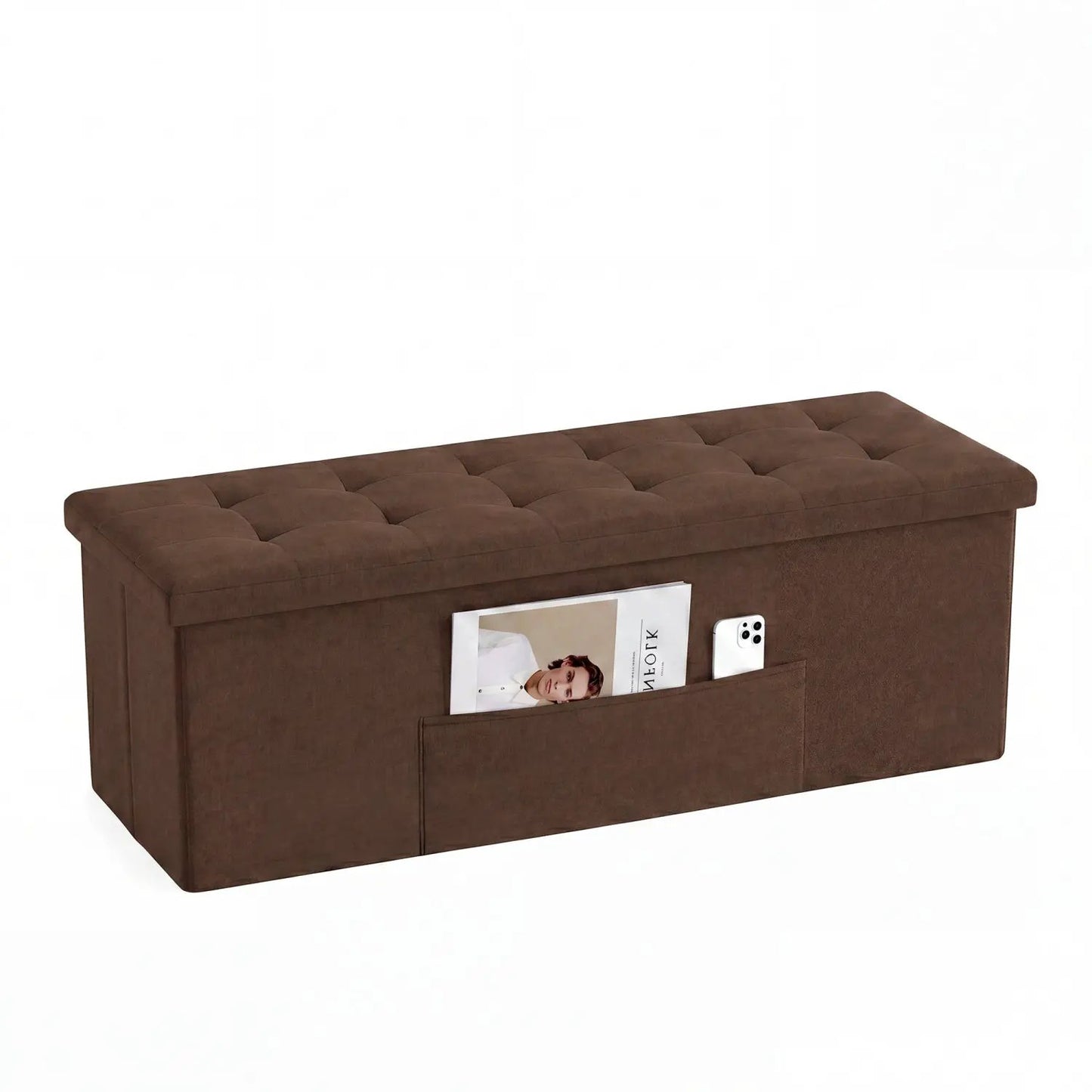 43-Inch Folding Storage Ottoman Bench with Seat