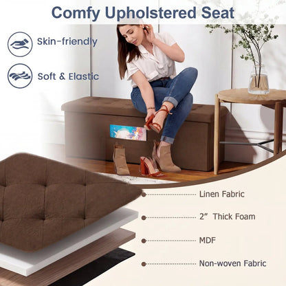 43-Inch Folding Storage Ottoman Bench with Seat
