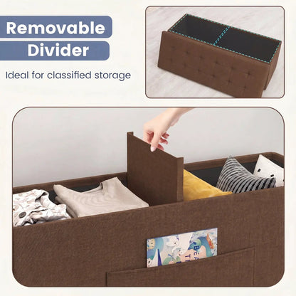 43-Inch Folding Storage Ottoman Bench with Seat
