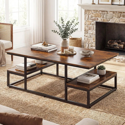 43 Inch Rectangle Coffee Table with Storage