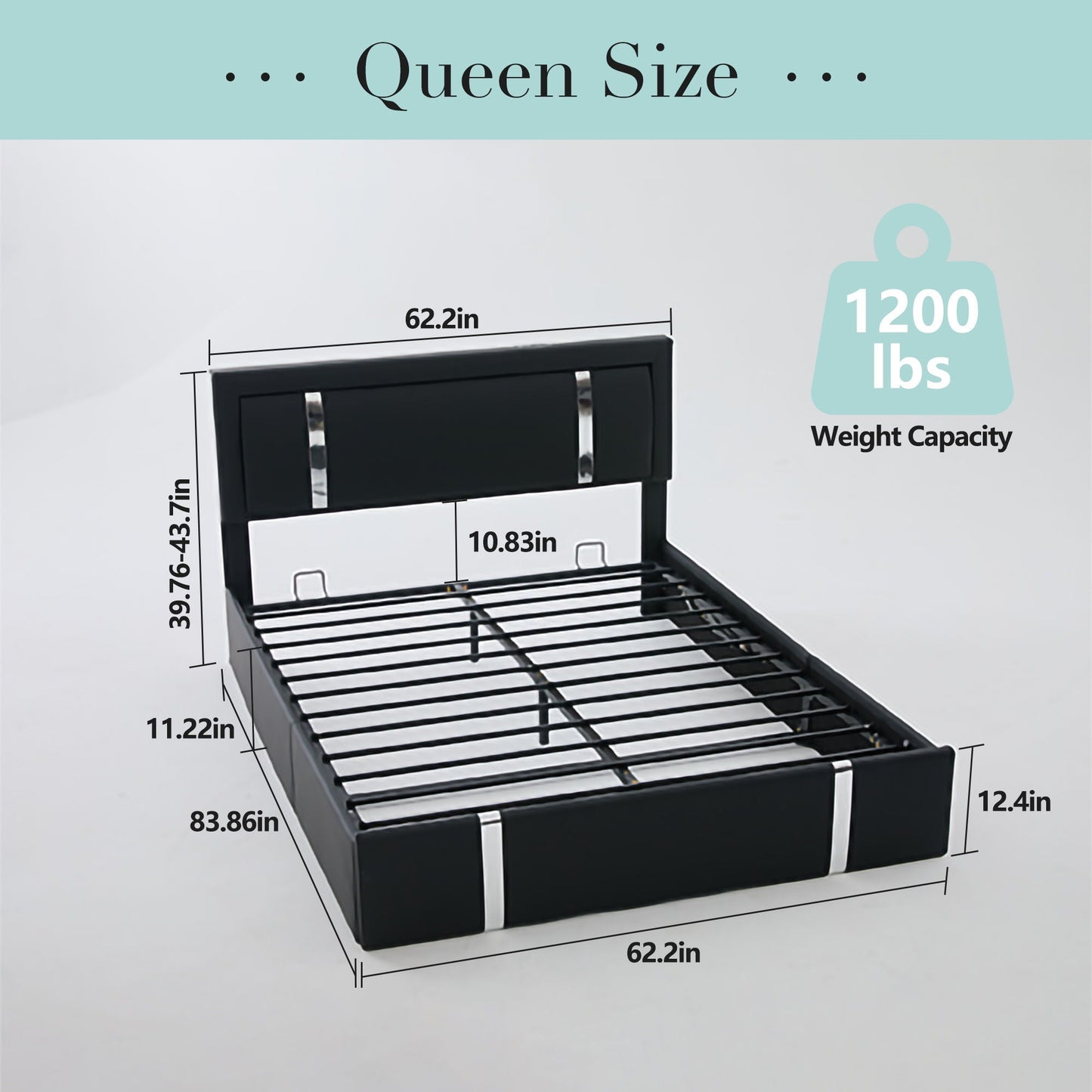 Upholstered Bed with Led Headboard and Storage