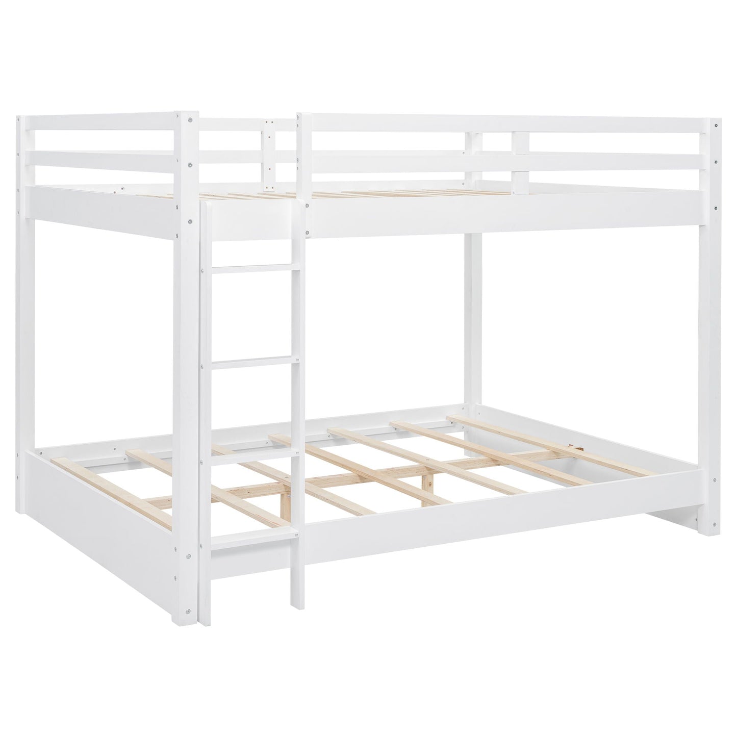 Sturdy white bunk bed with ladder and wooden slat base HouseOfZazla on Tampa Home & Garden Store