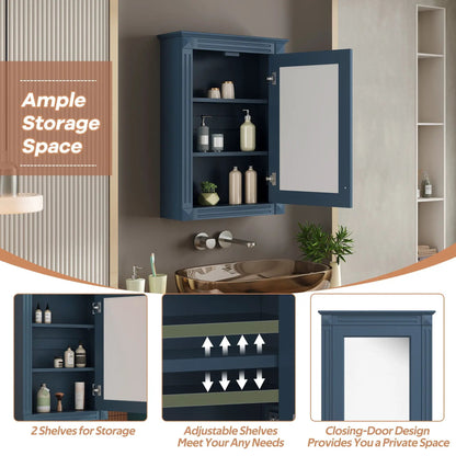 Wall mounted bathroom medicine cabinet with mirror in blue finish by Unique Piece Furniture on Tampa Home & Garden Store
