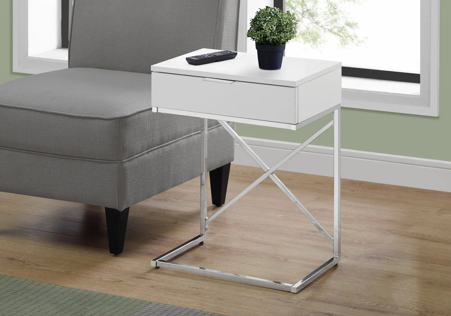 Accent Side Table With Storage Drawer Large Top