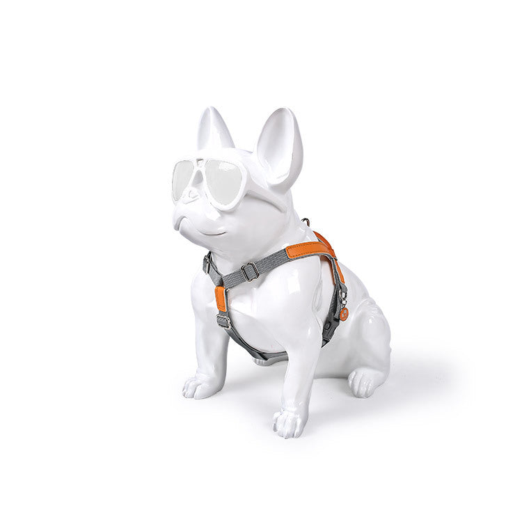 Leather dog chest harness vest with nylon leash set, orange accents on Tampa Home & Garden Store