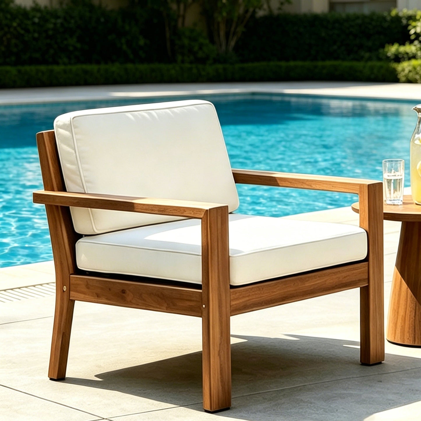 Outdoor Acacia Wood Club Chairs with Cushions