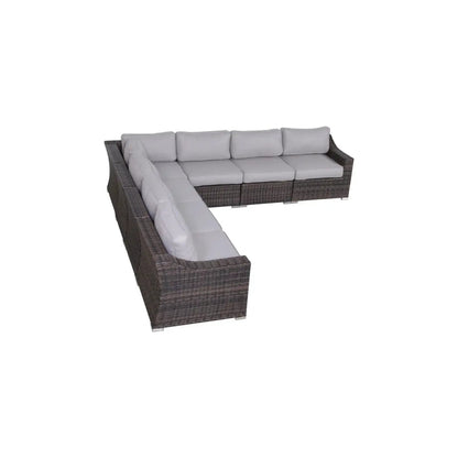 Contemporary outdoor rattan sectional with gray cushions by Unique Piece Furniture on Tampa Home & Garden Store