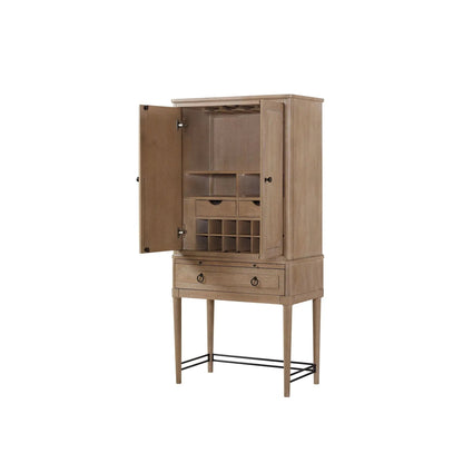 Bar Cabinet Sand Finish with Wine Storage