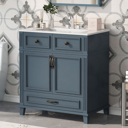 Coastal Bathroom Vanity and Ceramic Sink