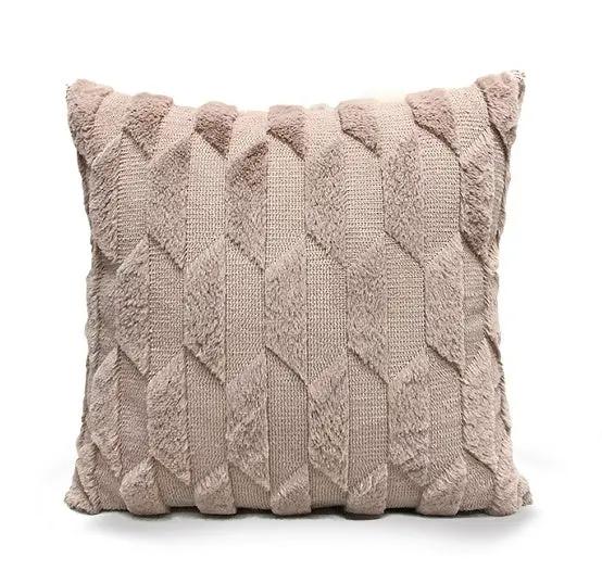 Plush Solid Color Sofa Pillowcase for Living Room